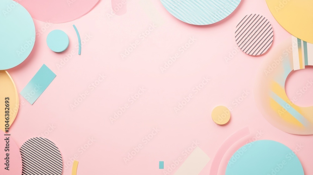 Photo of, Pink background with abstract geometric patterns and soft pastel hues for design, banner template Photo of, Pink background with abstract geometric patterns and soft pastel hues for design, banner template