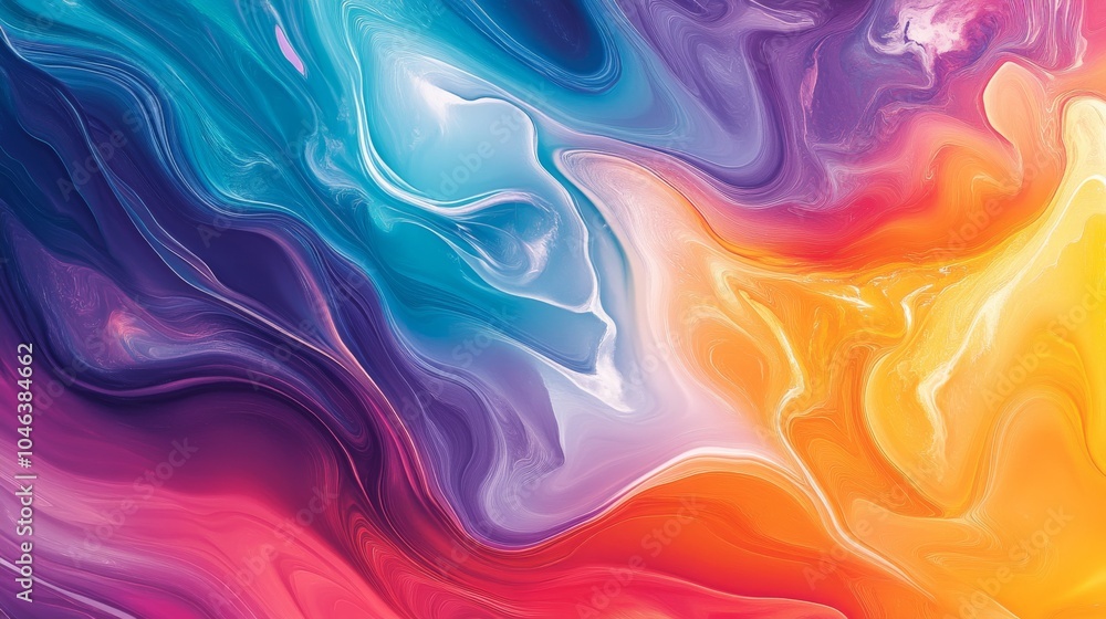 Fototapeta premium 2410 43.A colorful abstract background that mimics natural forms, with a radiant burst of rainbow shades and smooth, organic shapes. The vivid colors blend effortlessly, creating a lively and
