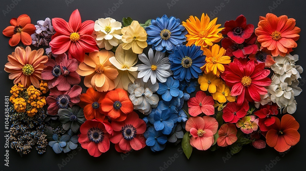 Vibrant Floral Arrangement on a Dark Background Vibrant Floral Arrangement on a Dark Background
