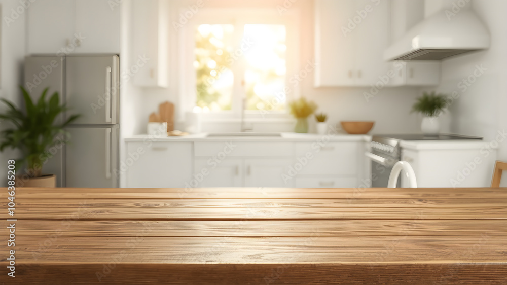 table top with bokeh kitchen background product showcase table top with bokeh kitchen background product showcase