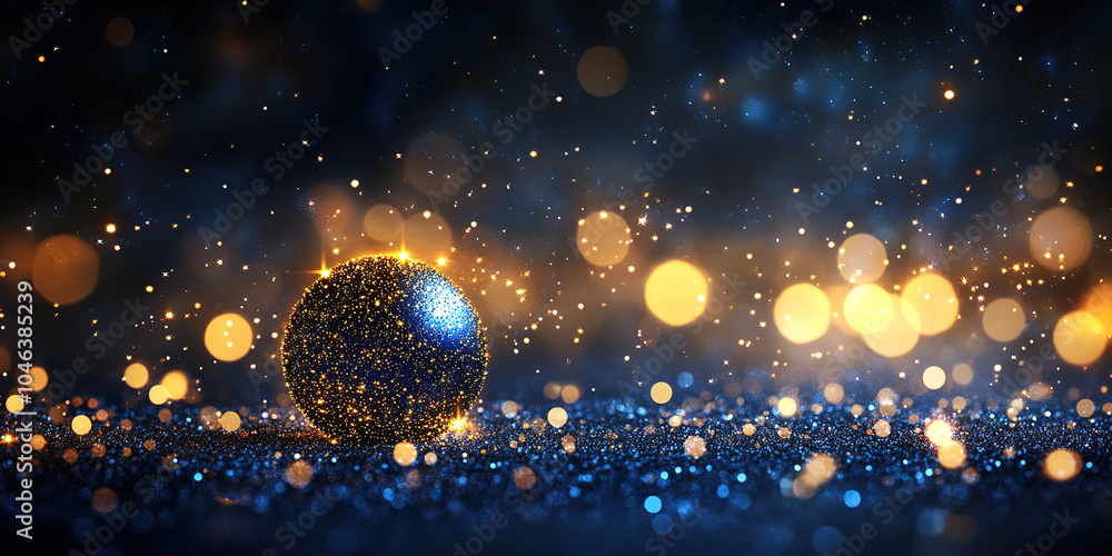 Obraz premium Technology style blue glowing technology particle ball illustration