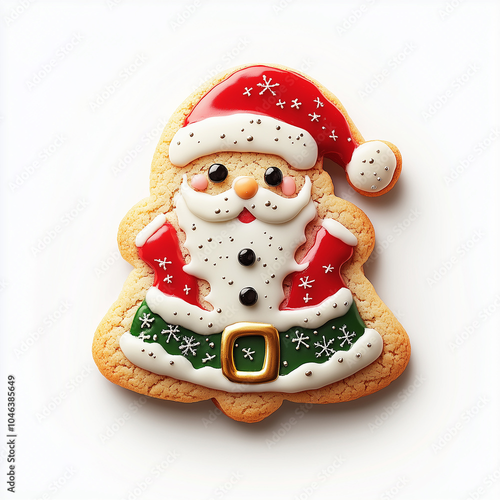 Fototapeta premium Christmas santa cookie white background