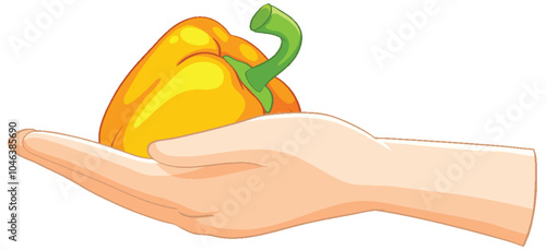 Hand Holding a Yellow Bell Pepper