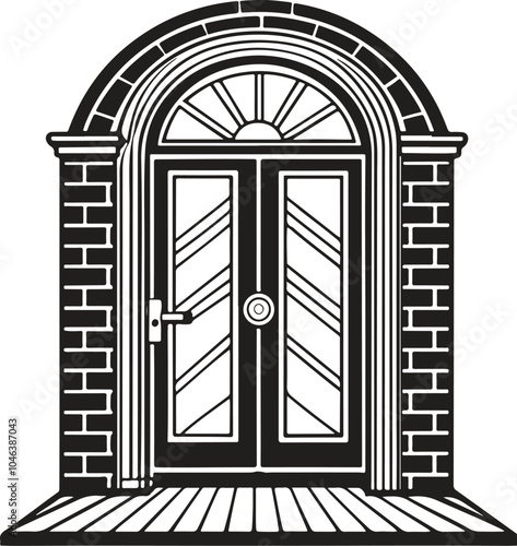 Georgian Door Front View silhouette Illustration