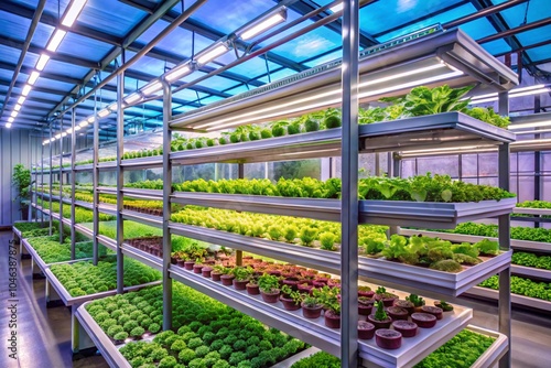A row of shelves with plants on them