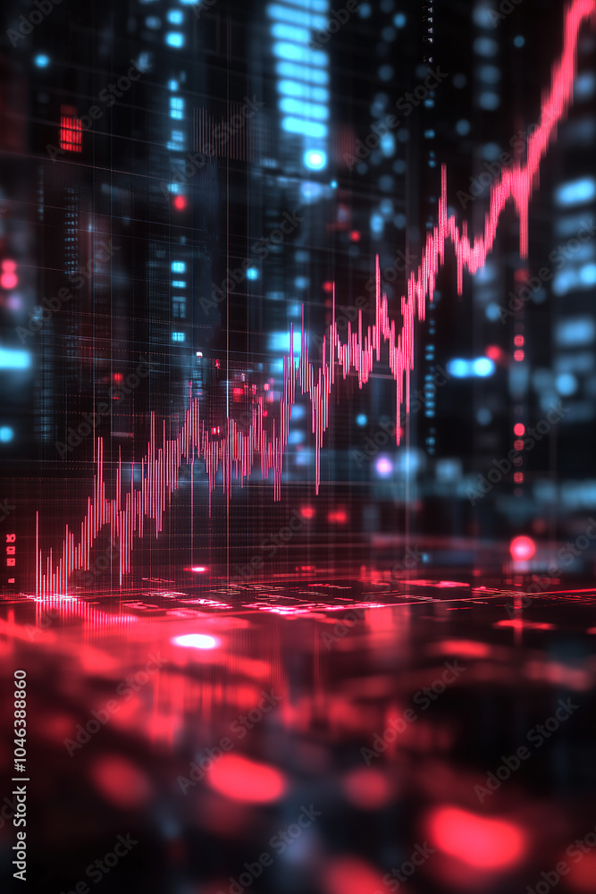 Stock candlestick chart with blue background Stock candlestick chart with blue background