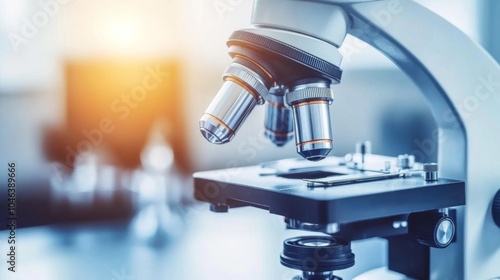 A Close-up View of Laboratory Equipment, displaying a Tidy Background with White Space, Accentuating rigorous work attitude and the Danger Inherent in Nature's Scientific Exploration.