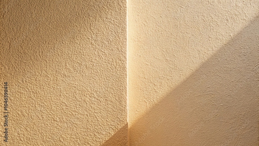 Minimalist beige wall casting light and shadow from a high angle Minimalist beige wall casting light and shadow from a high angle
