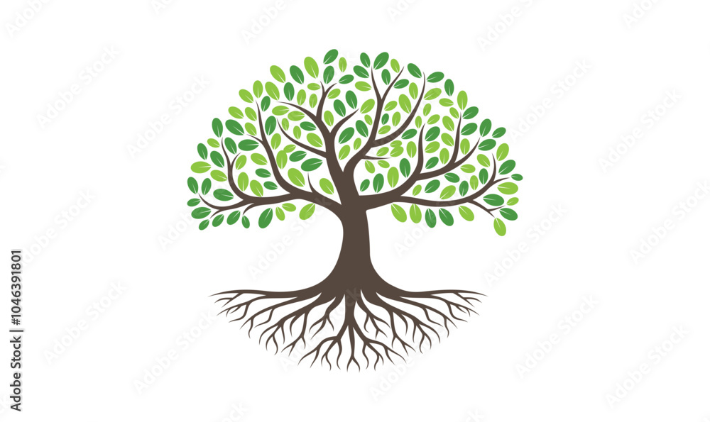 Obraz premium Tree Logo Tree Vector Family tree clipart tree Oak tree silhouette Art roots mangrove tree illustration isolated white background