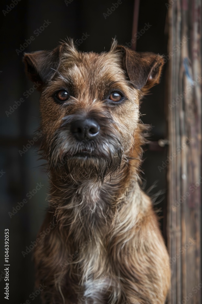 Rustic Barn Portrait of a Border Terrier in Soft Natural Lighting Rustic Barn Portrait of a Border Terrier in Soft Natural Lighting