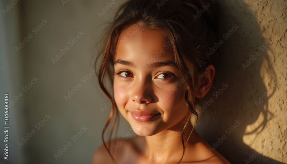 Young girl's emotional face on a simple background. A stunning portrait of youthfulness and innocence. Young girl's emotional face on a simple background. A stunning portrait of youthfulness and innocence.
