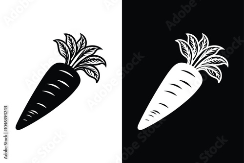 Bold Carrot Icon. Vegetable Glyph for Clean Black and White Backgrounds