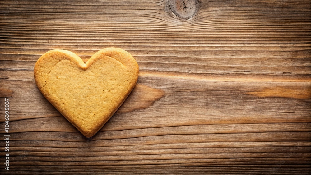 heart shaped cookie on wooden background with leading lines heart shaped cookie on wooden background with leading lines