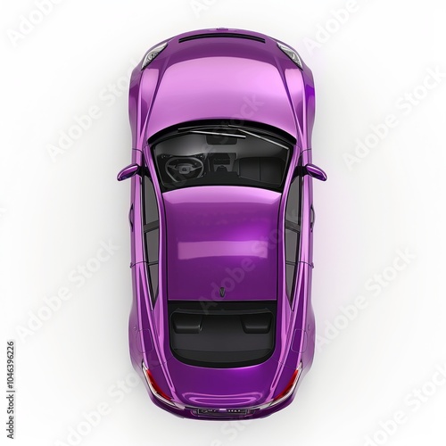 Purple car, top view isolated on white background