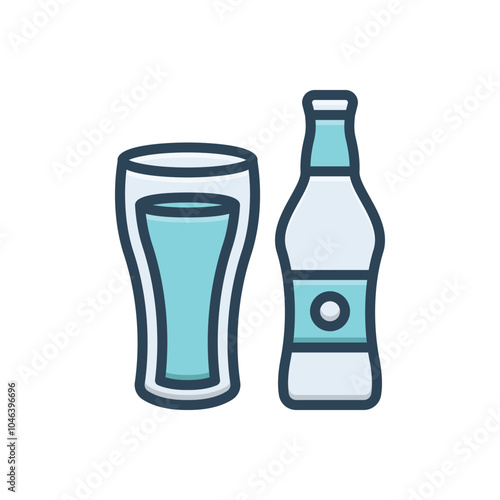 Color illustration icon for cold drink
