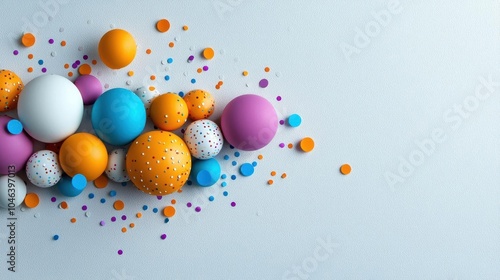 A photostock of confetti burst on a white background, perfect for celebration and party themes.