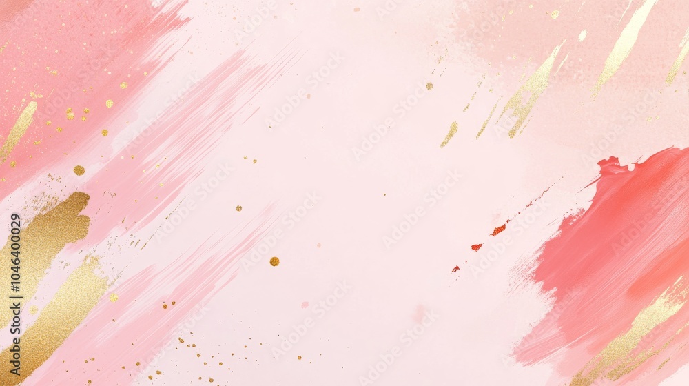 Obraz premium Photo of, Pink background with abstract paint strokes and splatters for design, banner template