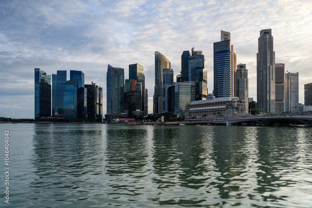 Downtown skyline at sunset, Singapore