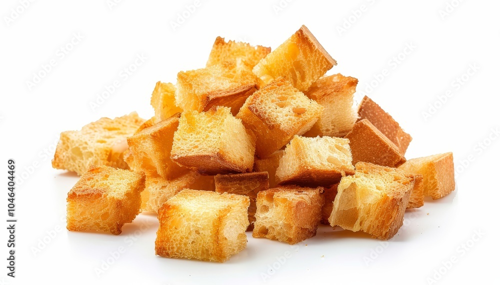 A single tasty crouton on a white background A single tasty crouton on a white background