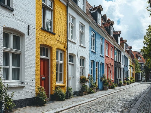 Colorful Historic Townhouses in a Quaint Street