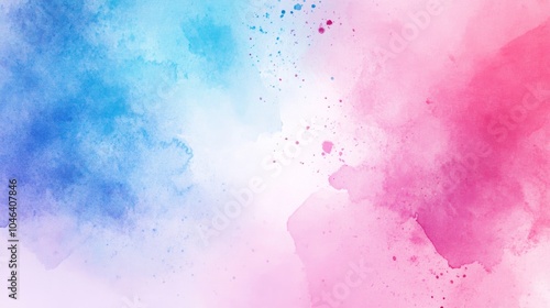 Photo of, Pink background with abstract watercolor splashes and brush strokes in vibrant rainbow colors for design, banner template