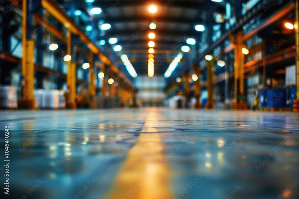 Blurred background of factory and warehouse for industry Blurred background of factory and warehouse for industry