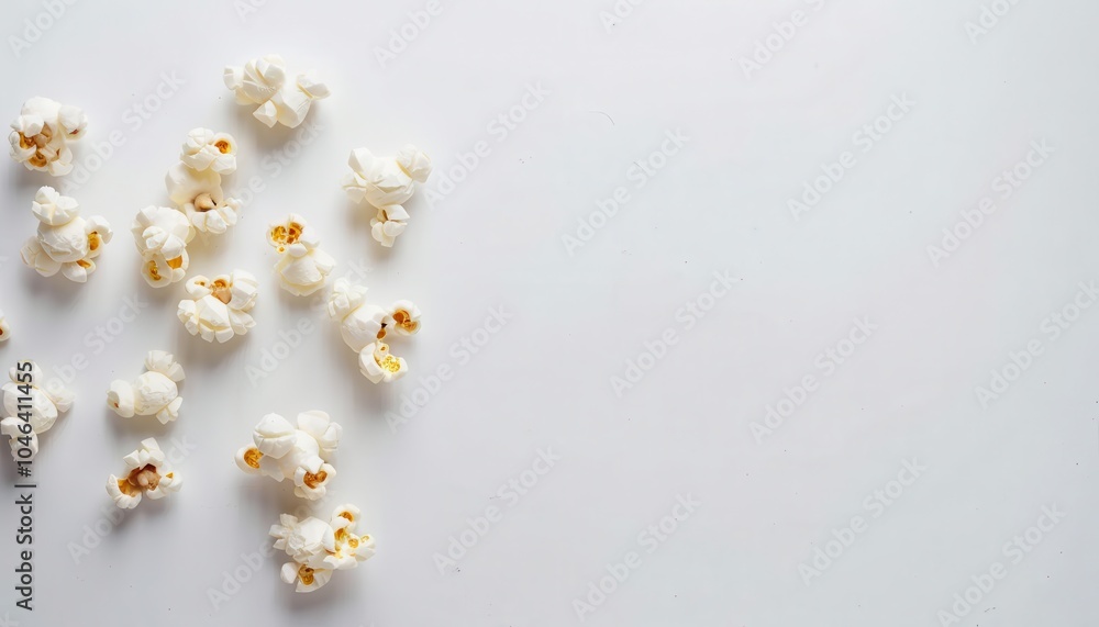 Butter popcorn with white background and empty space Butter popcorn with white background and empty space