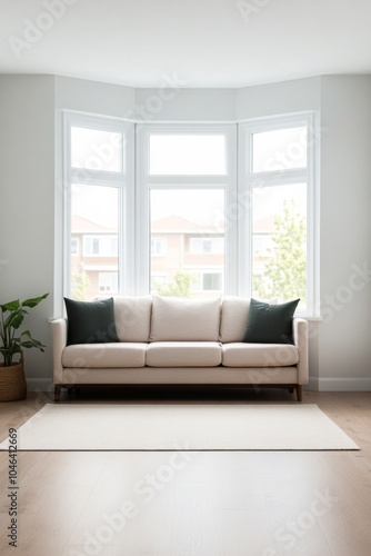 Bright and inviting living room featuring a modern sofa with a view of the outdoors