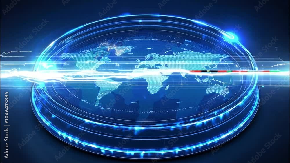 Global Cryptocurrency Coin with Upward Trend and World Map