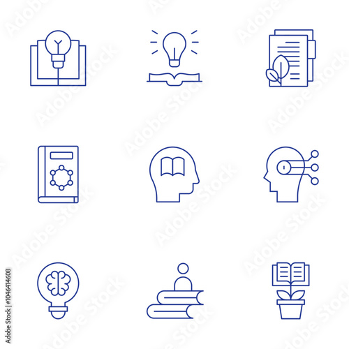 Knowledge icons set. Thin Line style, editable stroke. idea, knowledge, learning, book, creative, ecology, educative book