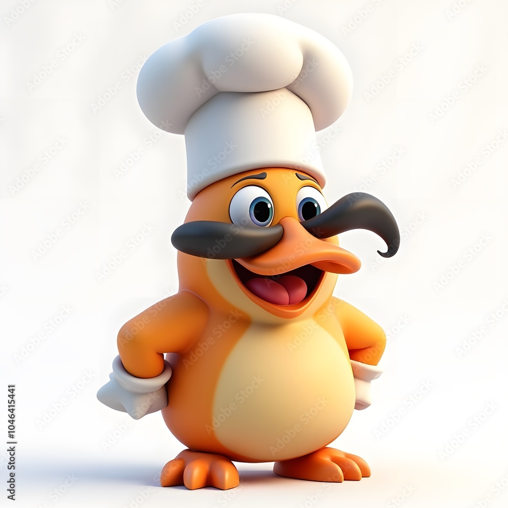 Fototapeta premium Smiling Cartoon Chef with Mustache