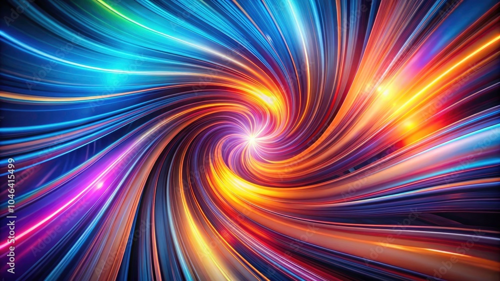 Fototapeta premium Dynamic Effect Curves of Beam Stream Stripes: Multicolor Wave Lines and Cyber Synthetics in Spiral and Swirl Shape, Creative Art Background with Generative AI Technology