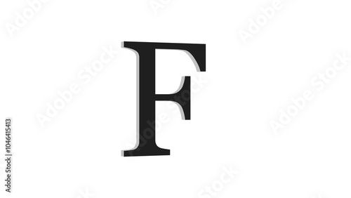 3D Serif Letter F on White Background