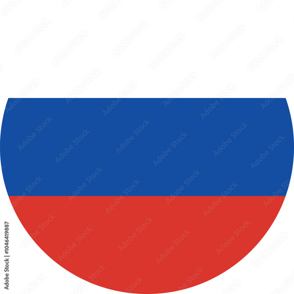 Circle shaped national flag of the European country of RUSSIA