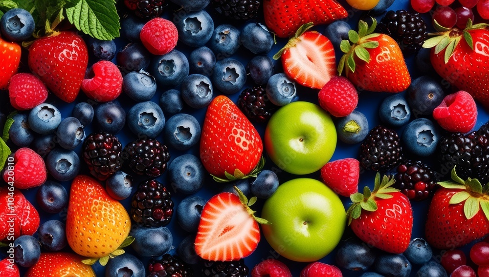 Close-up background of colorful fresh berries in vibrant and natural tones Close-up background of colorful fresh berries in vibrant and natural tones