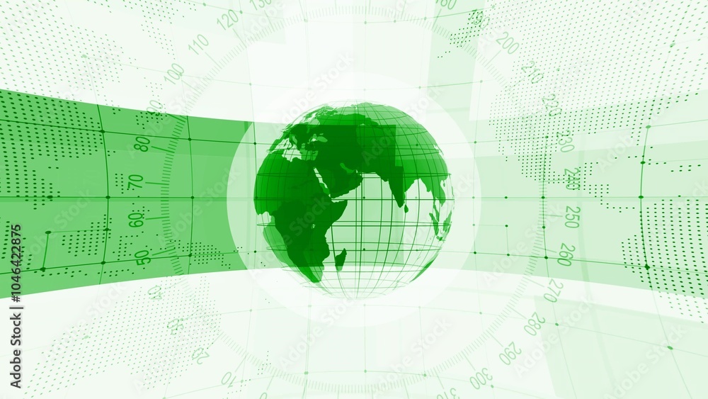Green Globe with Futuristic Geometric Patterns