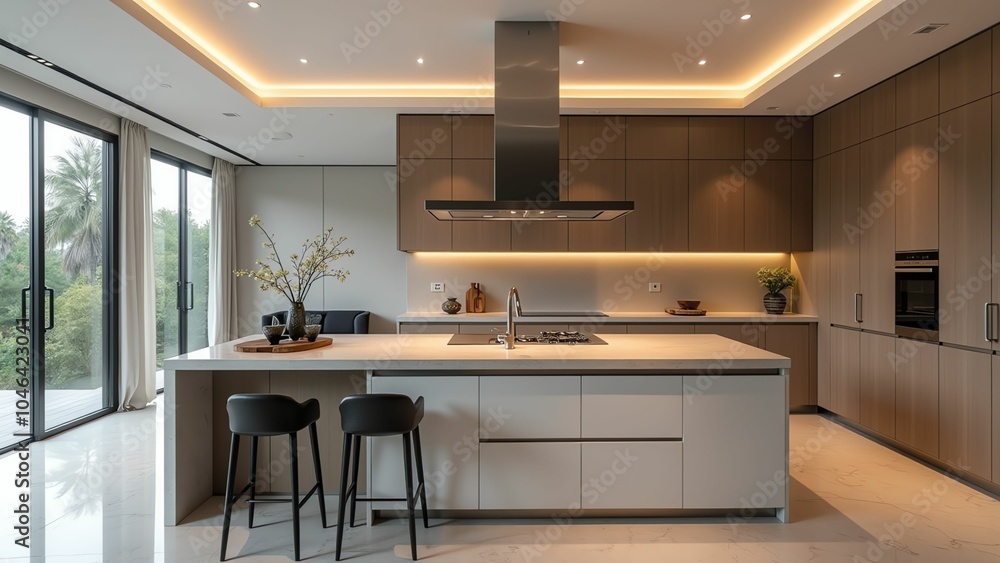 Modern Luxurious and Minimalist Kitchen Design with Expansive Views Modern Luxurious and Minimalist Kitchen Design with Expansive Views