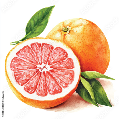 Grapefruit fruit watercolor clipart illustration