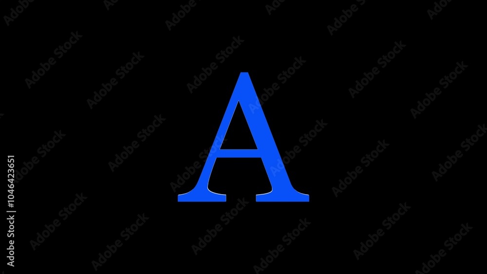 Blue Letter A on Black Background Blue Letter A on Black Background