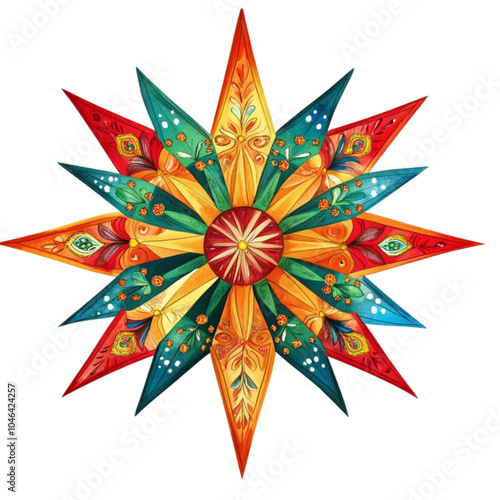 Festive Philippine Christmas parol lantern illustration, isolated in white  photo