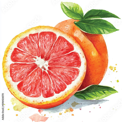 Grapefruit fruit watercolor clipart illustration