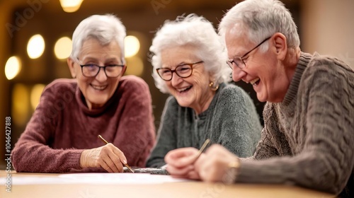 Seniors attending a local trivia night, testing their knowledge with friends