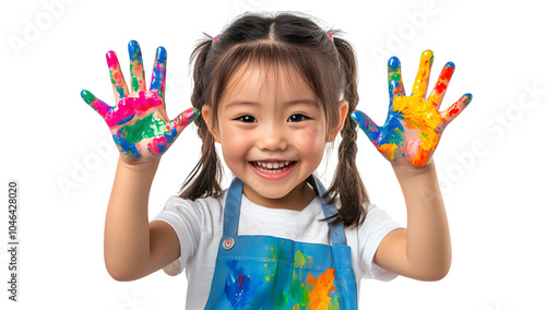 Joyful Child with Painted Hands