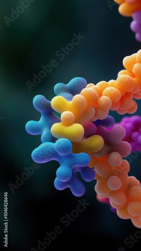 Conceptual depiction of desmin proteins maintaining muscle structure, 3D molecular design, Desmin in muscle, Cell stability and strength photo