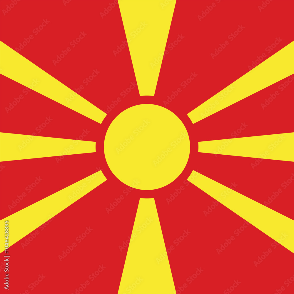 Square shaped national flag of the European country of NORTH MACEDONIA Square shaped national flag of the European country of NORTH MACEDONIA