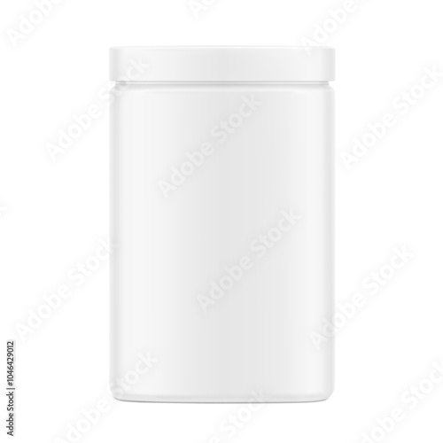Blank package container for supplement, sport nutrition, powder products. Vector illustration isolated on white background. Can be use for your design, advertising, promo and etc. EPS10.	