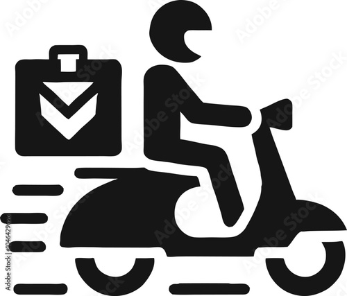 Free Shipping motorbike food delivery boy icon in Vector illustration