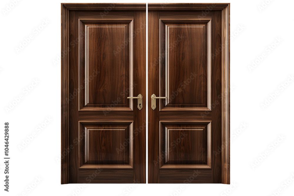 Elegant Wooden Double Doors with Ornate Detailing Elegant Wooden Double Doors with Ornate Detailing