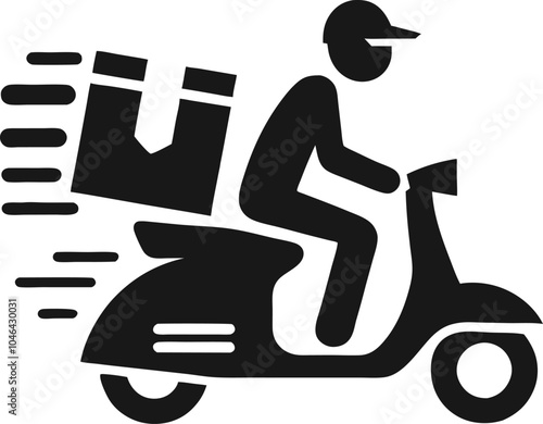 Free Shipping motorbike food delivery boy icon in Vector illustration	
