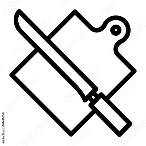 chopping board icon in outline style. Line art